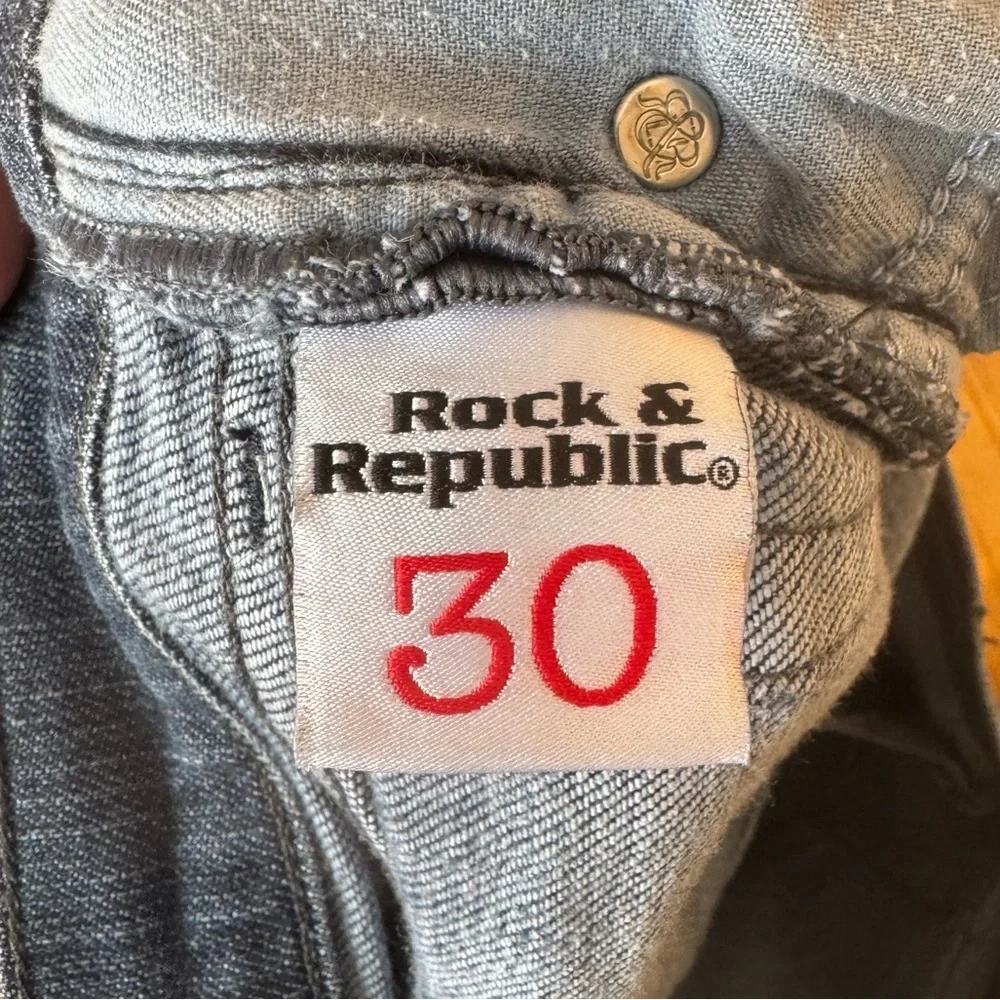 Rock & Republic Y2K Dark Blue Low Rise Boot Cut Embroidered Premium Denim Sz 30 - Picture 5 of 5